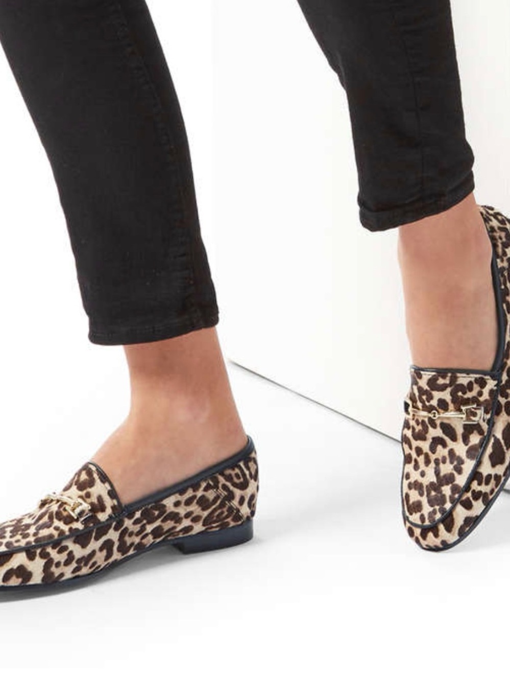Sam Edelman Loraine Leopard Print Haircalf Loafers with Gold Bit - Picture 4 of 9